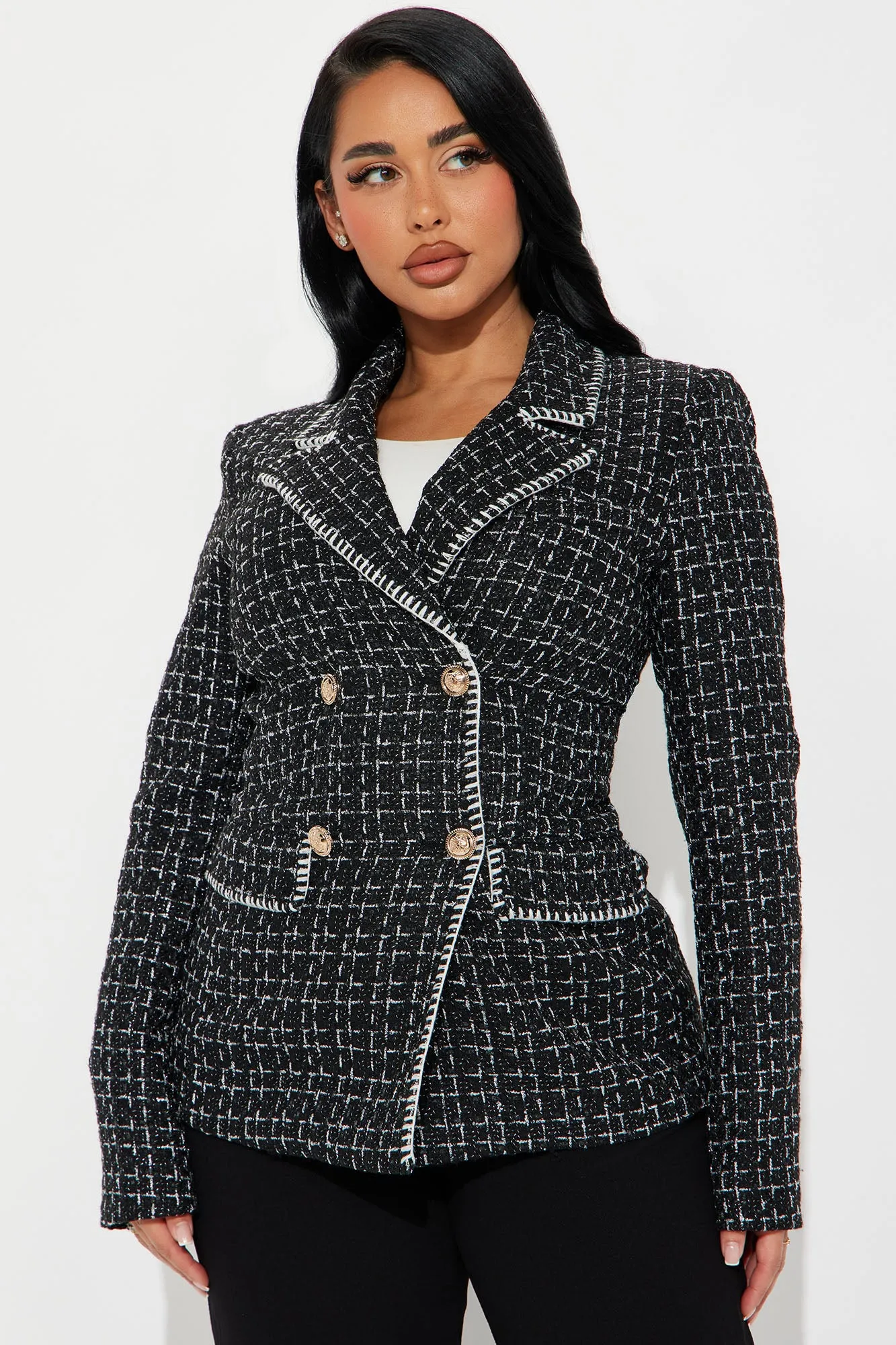 Ally Tweed Blazer - Black