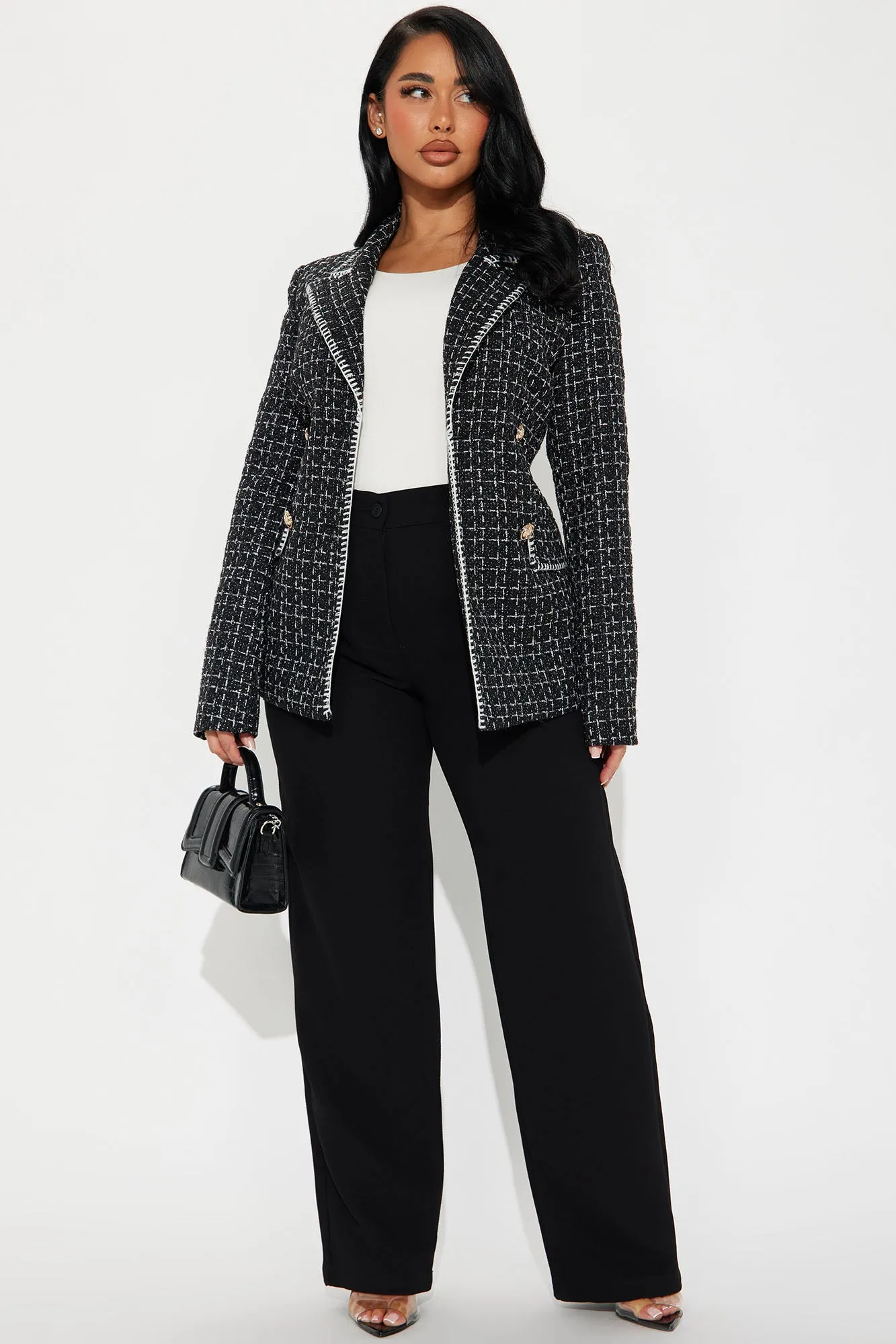 Ally Tweed Blazer - Black