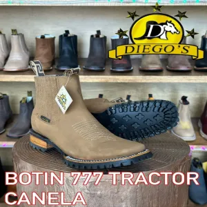 Botines Charros de Punta Cuadrada con Suela de Tractor Color Canela DIE-777CANELA