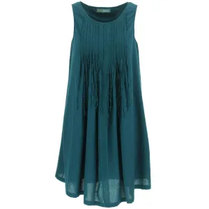 Cotton A-Line Dress - Teal