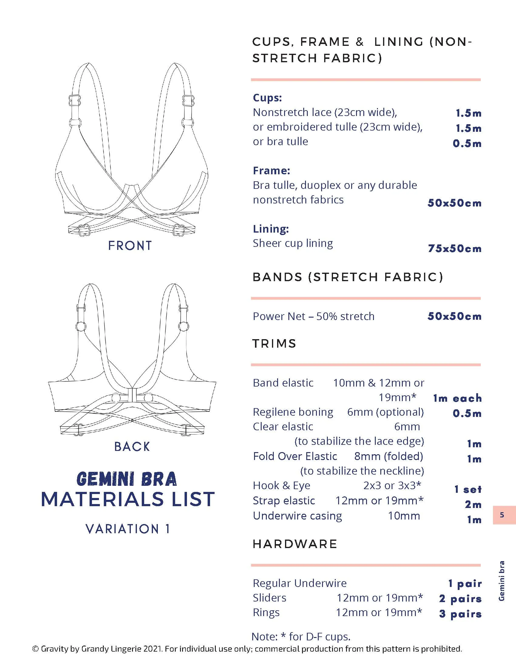 Gemini Downloadable Bra Pattern by Gravity by Grandy