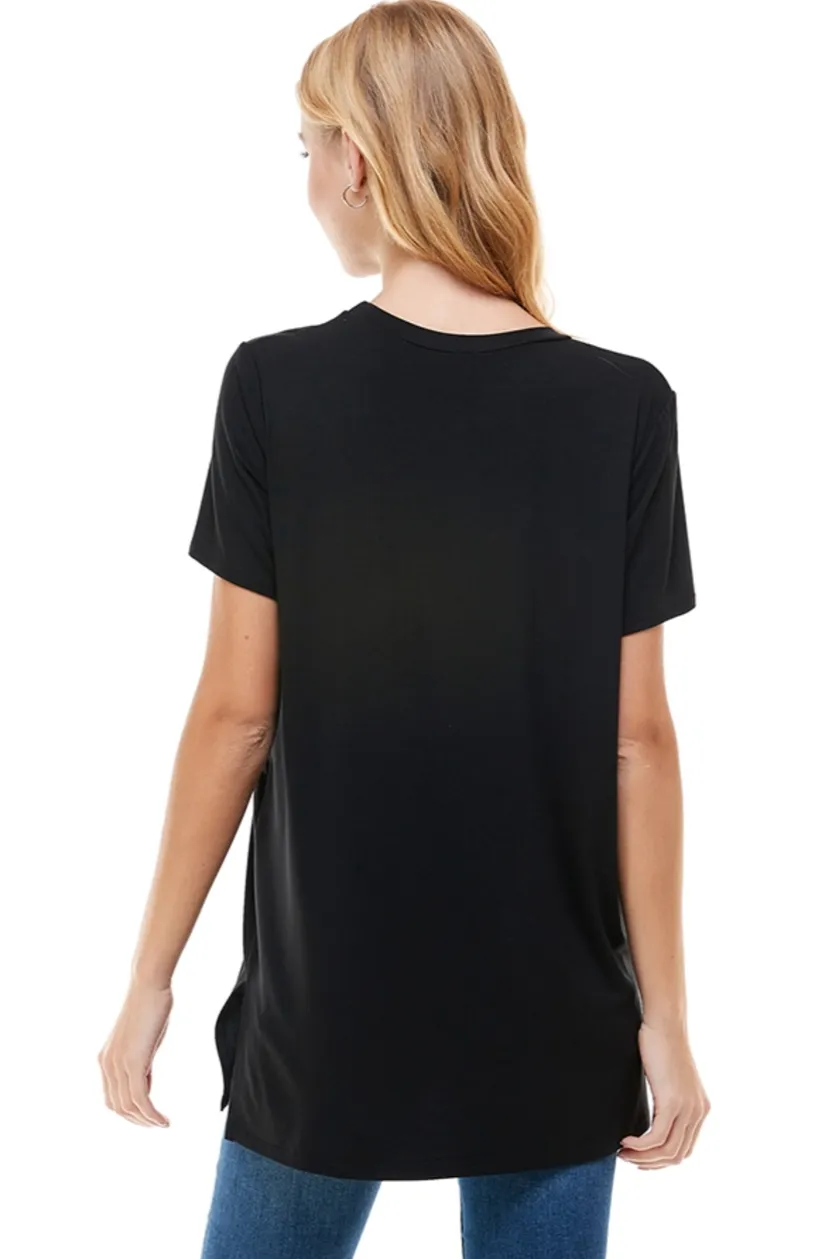 •IZZY• short sleeve tunic with side slits