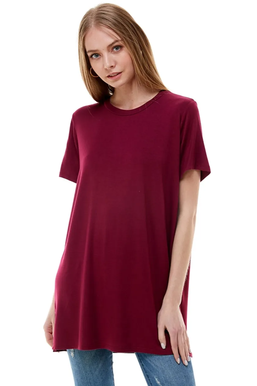 •IZZY• short sleeve tunic with side slits