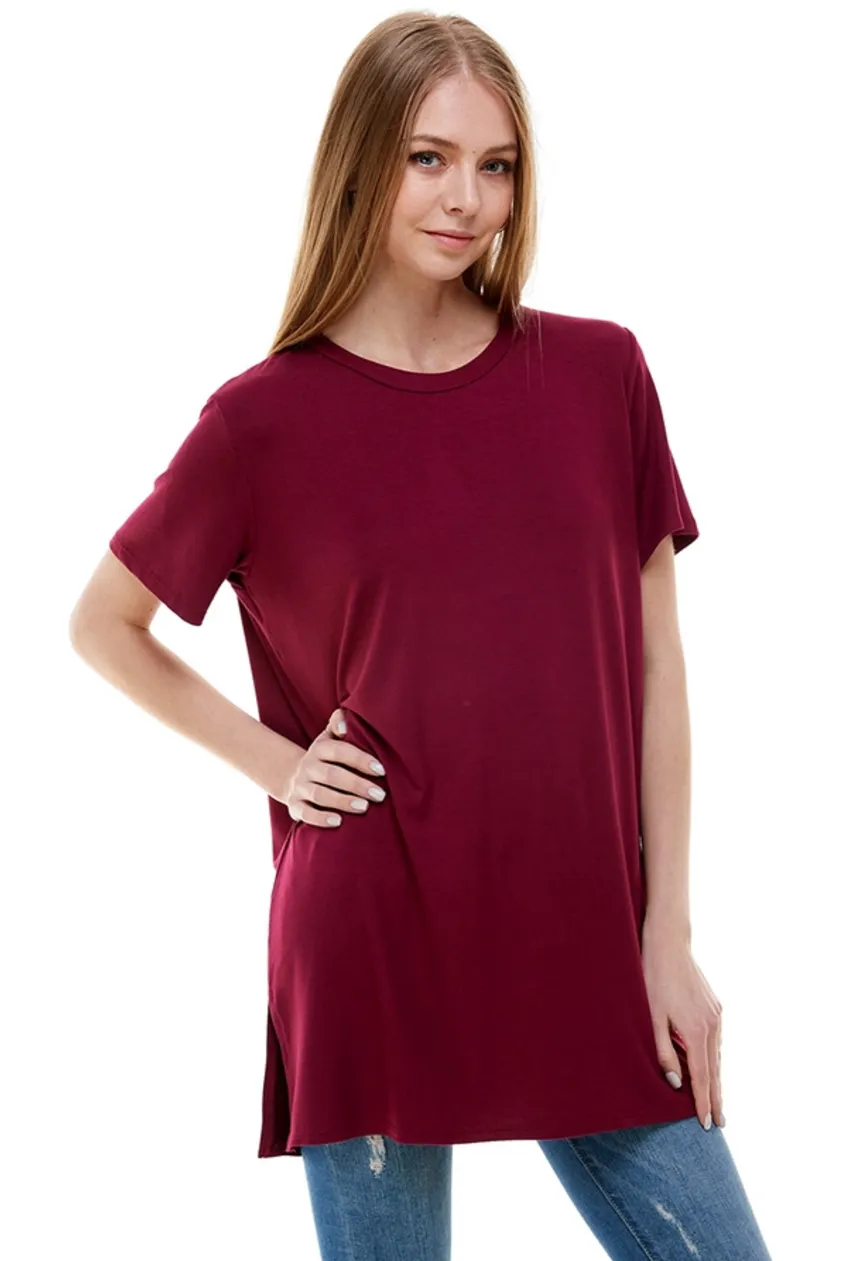 •IZZY• short sleeve tunic with side slits