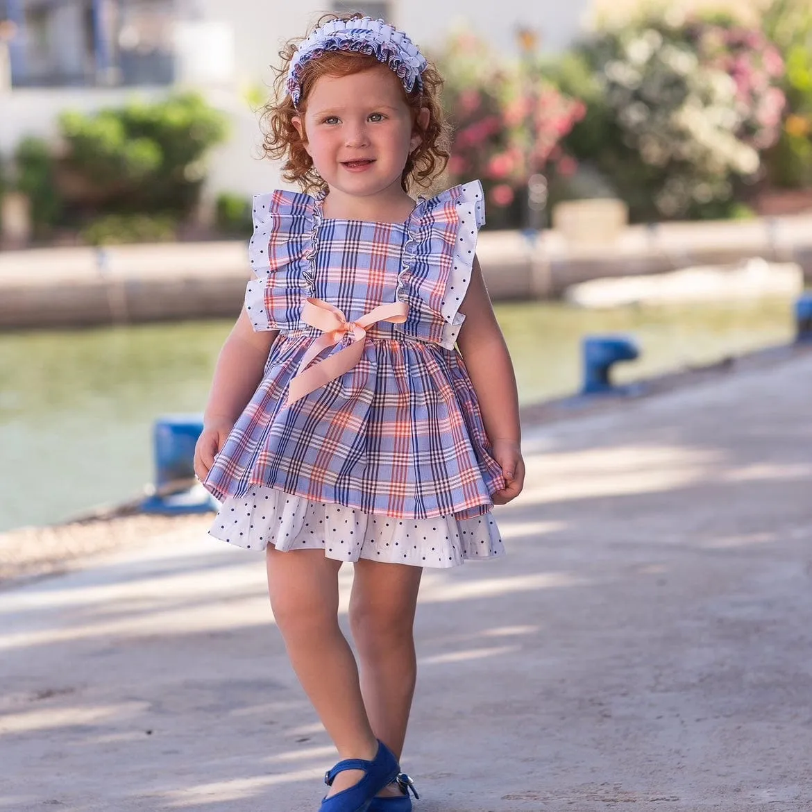 MERAKI - Cuadros Baby Dress  - Blue