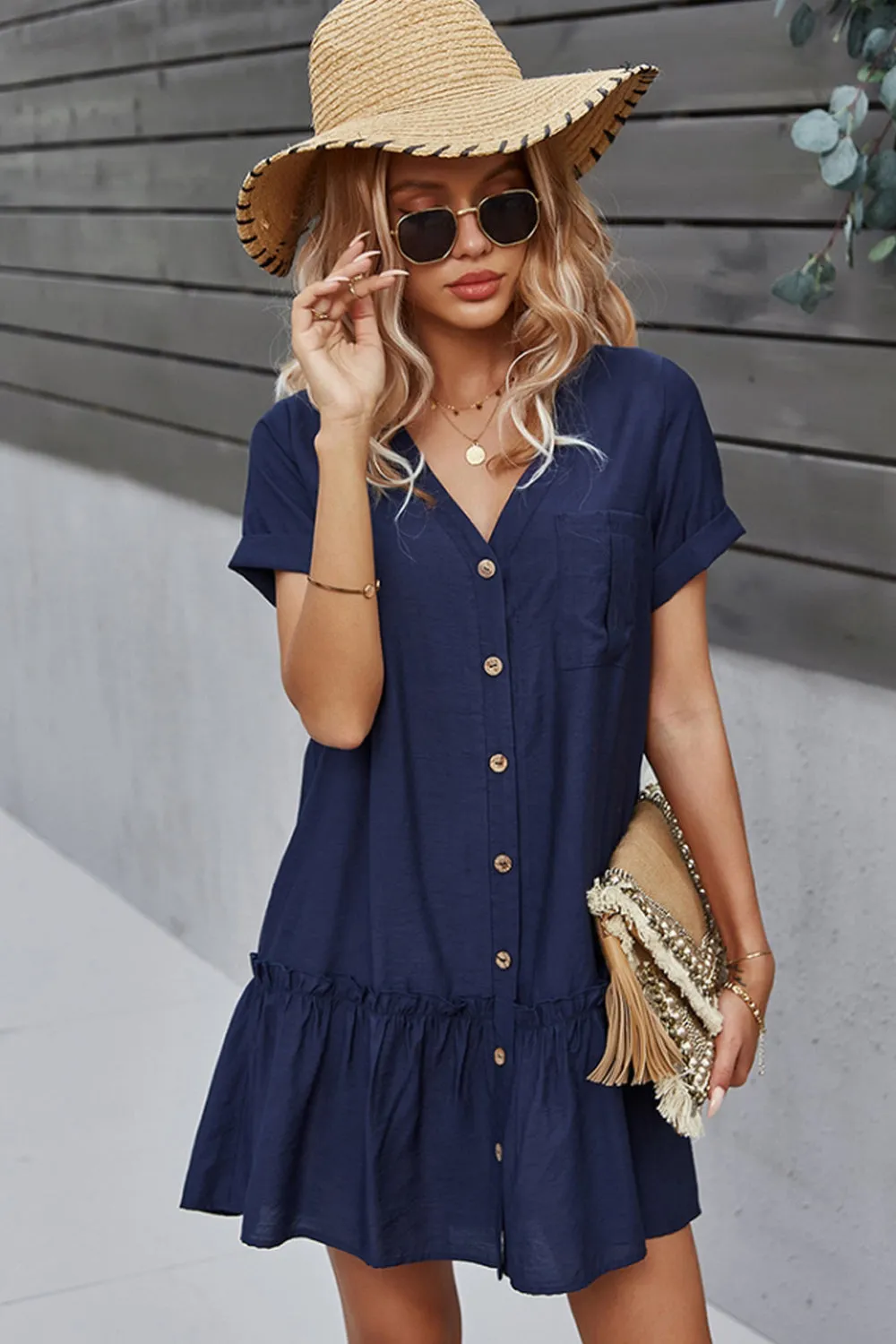 Short Sleeve A-Line Dress