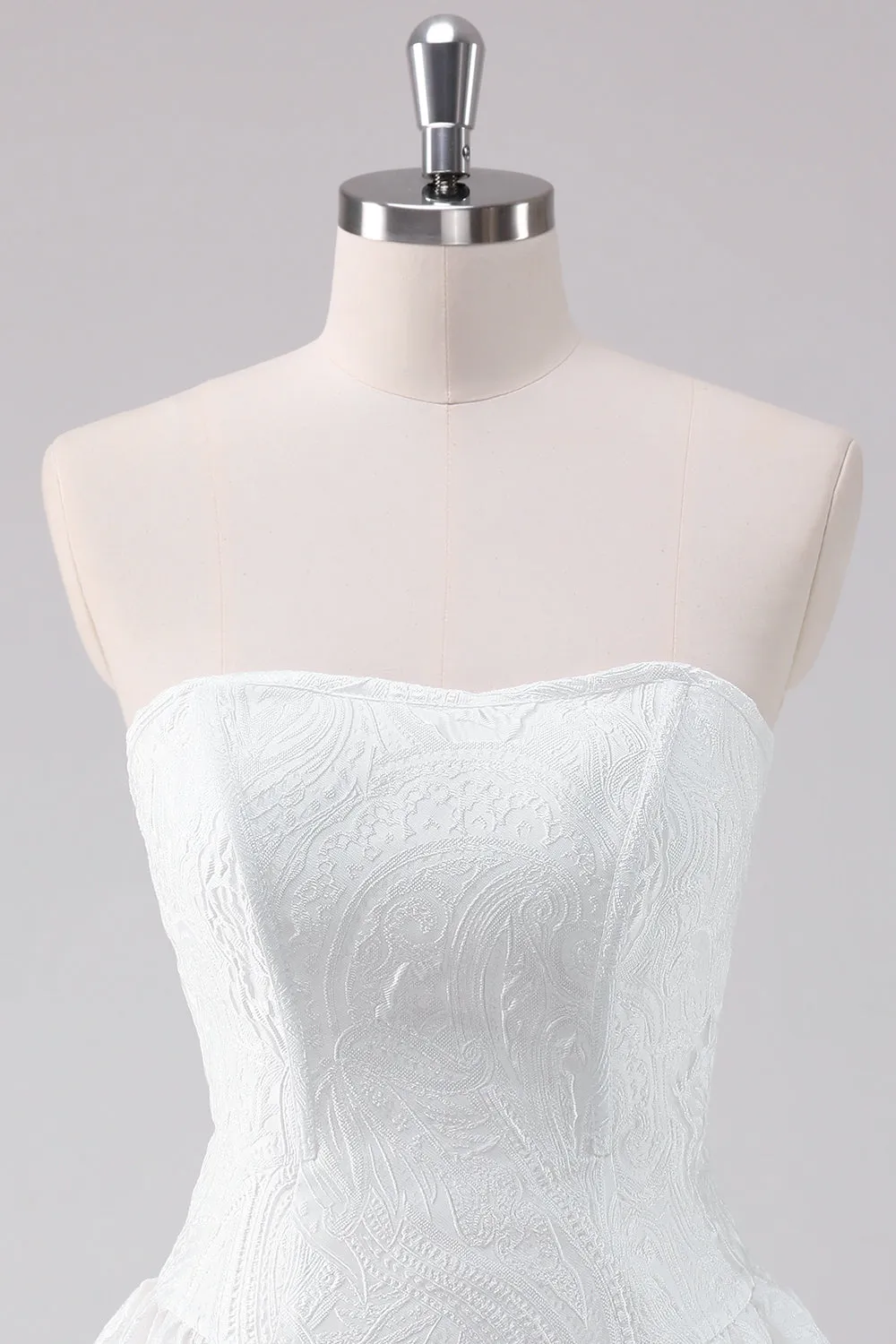 Simple White A-Line Strapless Mini Dress