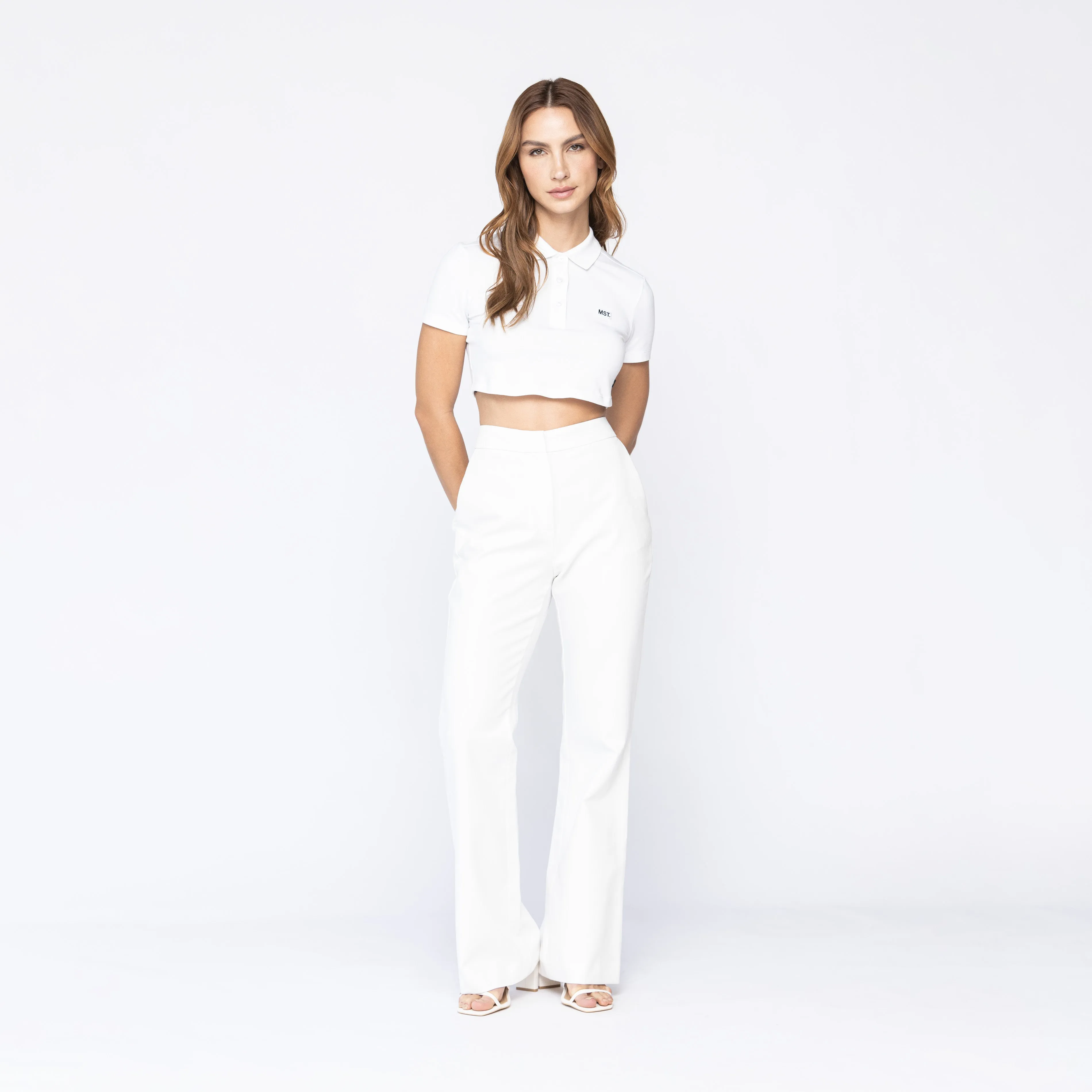 SUTTON POLO CROP TOP WOMEN WHITE