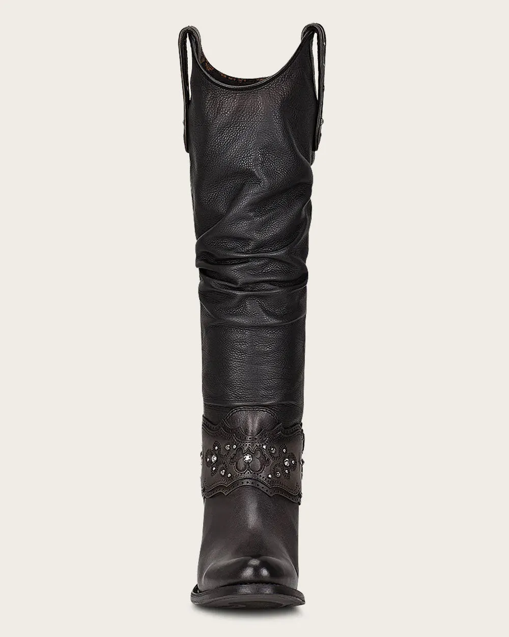 Tall black boot with crystals