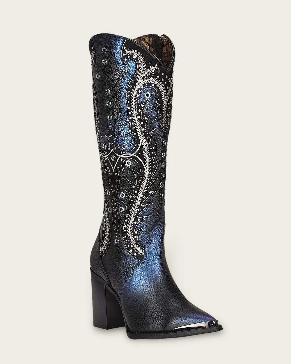 Tall western style blued boot