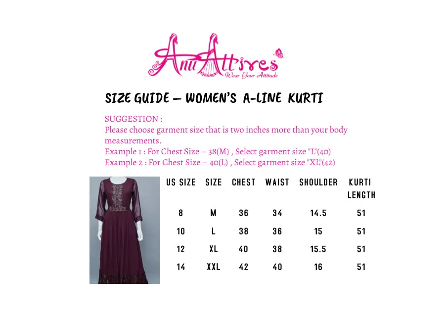 Wine Color A-Line Kurti